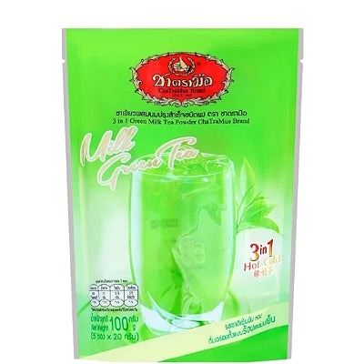 ชาเขียวผสมนมปรุงสำเร็จชนิดผง ขนาด 5x20 กรัม - ตราชาตรามือ