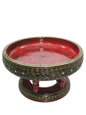 Traditional Wooden Thai Food Serving Tray (Khantoke) - 25cm diameter