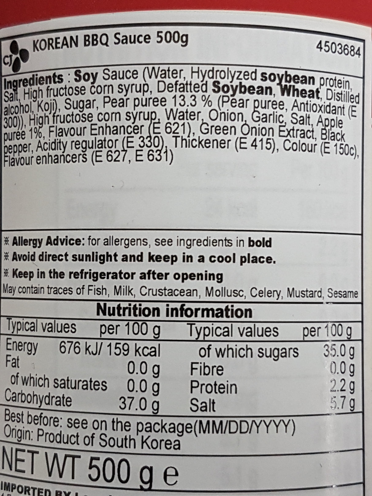 Korean BBQ Bulgogi Marinade 500g - CJ FOODS