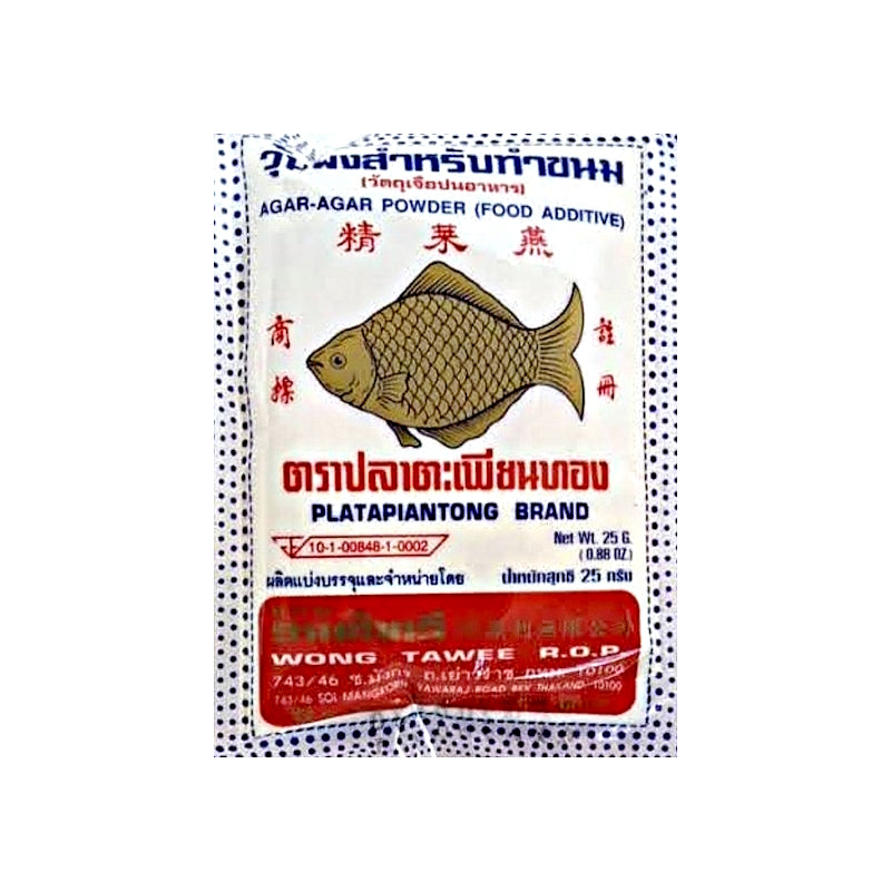 วุ้นผงสำหรับทำขนม ขนาด 25 กรัม - ตราปลาตะเพียนทอง 