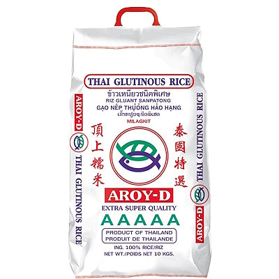 Thai Glutinous Rice AAAAA 10kg – AROY-D – RaanThai Oriental Supermarket