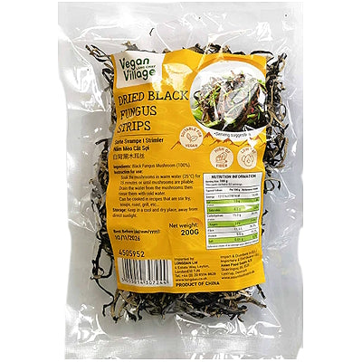 Dried Black Fungus Strips 200g – VEGAN VILLAGE