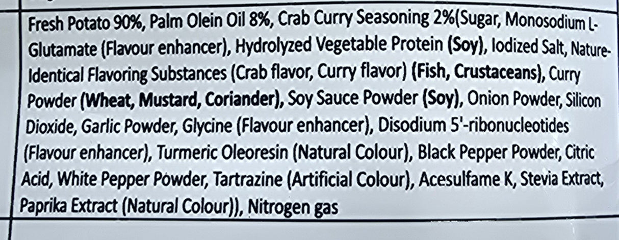 Ridge-Cut Potato Chips – Crab Curry Flavour 69g – TASTO