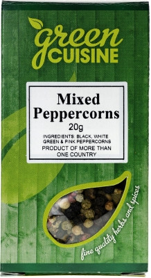 Mixed (black, white, green & pink) Peppercorns 20g - GREEN CUISINE