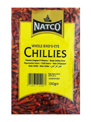 Dried Whole Birdseye Chillies 150g - NATCO