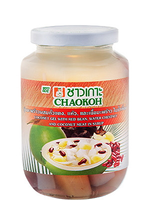 Coconut Gel with Red Bean, Water Chestnut & Coconut Meat in Syrup - CHAOKOH