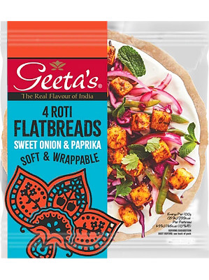 Roti Flatbreads - Sweet Onion & Paprika (4pcs) - GEETA'S