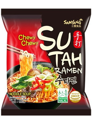 SUTAH (Hot & Spicy) Beef Flavour CHEWY Ramen Noodle Soup - SAMYANG
