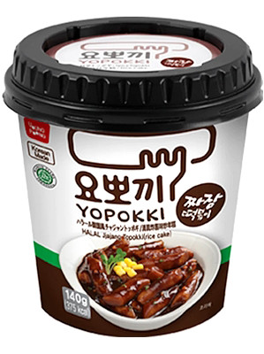 Topokki (rice cakes) with Jjajang (black soy) Sauce HALAL - YOPOKKI
