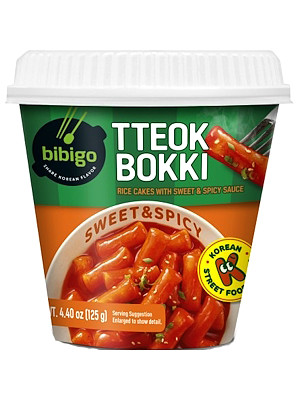 TTEOKBOKKI Rice Cakes with Sweet & Spicy Sauce 125g (Cup) - BIBIGO
