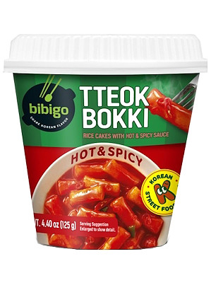 TTEOKBOKKI Rice Cakes with Hot & Spicy Sauce 125g (Cup) - BIBIGO