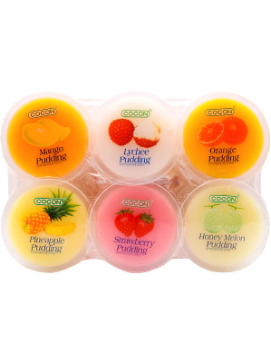 Assorted (Mango, Strawberry, Melon, Lychee, Pineapple) Puddings with Coconut Gel (6x80g) - COCON