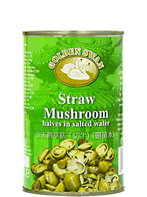 Straw Mushrooms (half-cut) in Brine 24x425g - GOLDEN SWAN