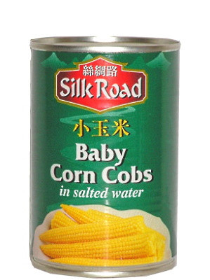 Baby Corn Cobs in Salted Water 24x410g - SILK ROAD