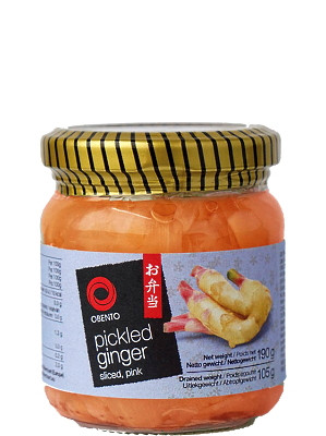 Sliced Pickled Ginger – Pink 190g (jar) – OBENTO 
