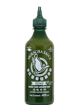 Sriracha GREEN Chilli Sauce with HEMP Seed Oil 455ml - FLYING GOOSE 